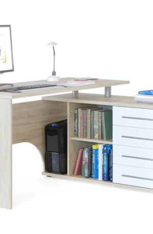 Компьютерный стол СОКОЛ правый дуб сонома/белый КСТ-109П КСТ109ПС5б