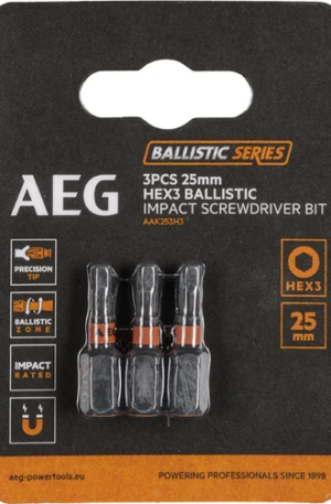 Биты ударные AAK253H3 (3 шт; HEX3; 25 мм) AEG 4932479177