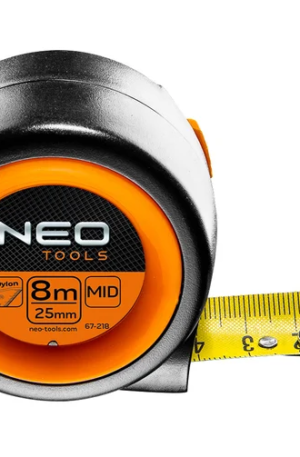 Компактная рулетка стальная лента 8 м × 25 мм с автостопом и магнитом NEO Tools 67-218