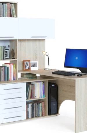 Компьютерный стол СОКОЛ левый дуб сонома/белый КСТ-14Л КСТ14ЛС5б6