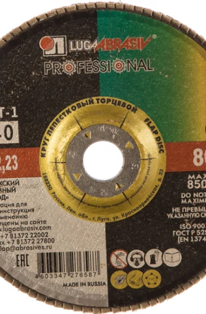 Круг лепестковый торцевой плоский КЛТ1 (180х22 мм; А 40; 14А 40/Р40) Луга 4603347276587