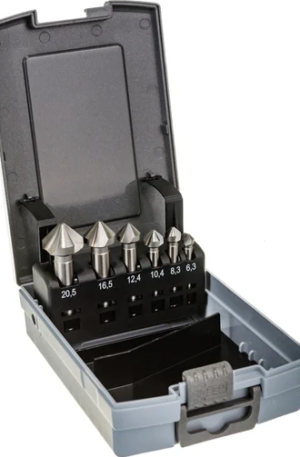Набор зенковок 90° (6 шт; 6.3, 8.3, 10.4, 12.4, 16.5, 20.5; HSS) Bucovice Tools 741806