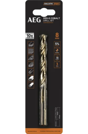 Сверло по металлу HSS-Co (8x75x117 мм) AEG AAKHSSCBT8-0 4932479337