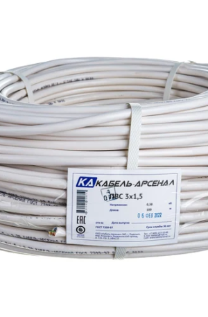 Кабель-Провод Арсенал ПВС 3х1,5 ГОСТ, длина 100 метров, артикул KARS-51351